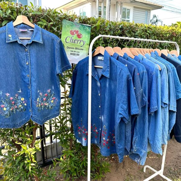 เสื้อยีนส์บางหญิง ป้ายเชอรี่ - Image 9