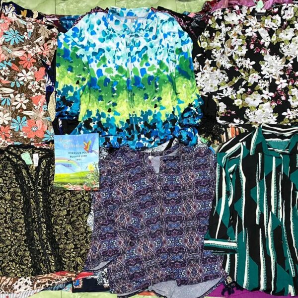 เสื้อสาวอวบโพลี่ ชีฟอง ป้ายนกแก้ว
