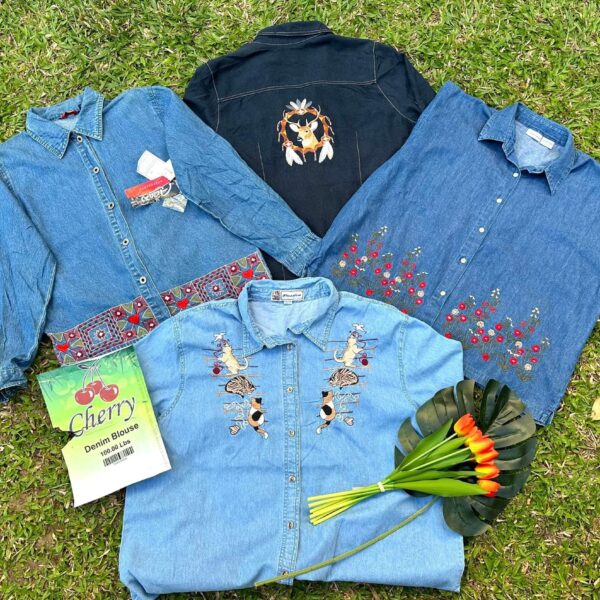 เสื้อยีนส์บางหญิง ป้ายเชอรี่ - Image 2