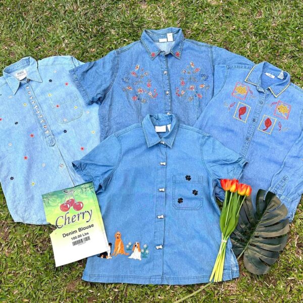 เสื้อยีนส์บางหญิง ป้ายเชอรี่ - Image 3