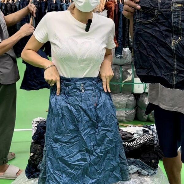กระโปรงยีนส์สั้นล้วน ญี่ปุ่นป้ายวิว - Image 2