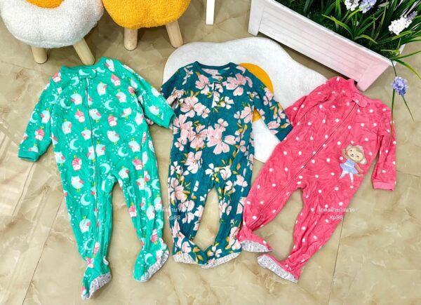 Baby fleece sleeper คลุมเท้าเด็ก ป้ายดอกไม้ - Image 7