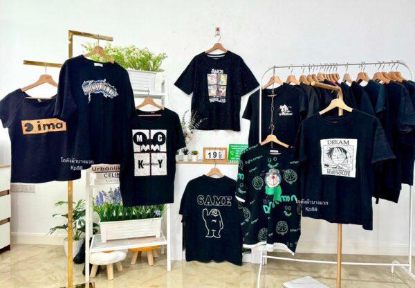เสื้อยืดดำล้วน CT-K ป้ายแอปเปิ้ล - Image 3