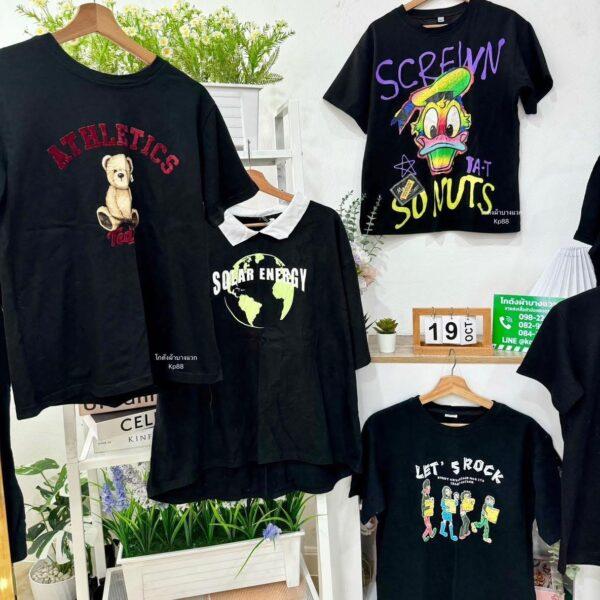 เสื้อยืดดำล้วน CT-K ป้ายแอปเปิ้ล - Image 10