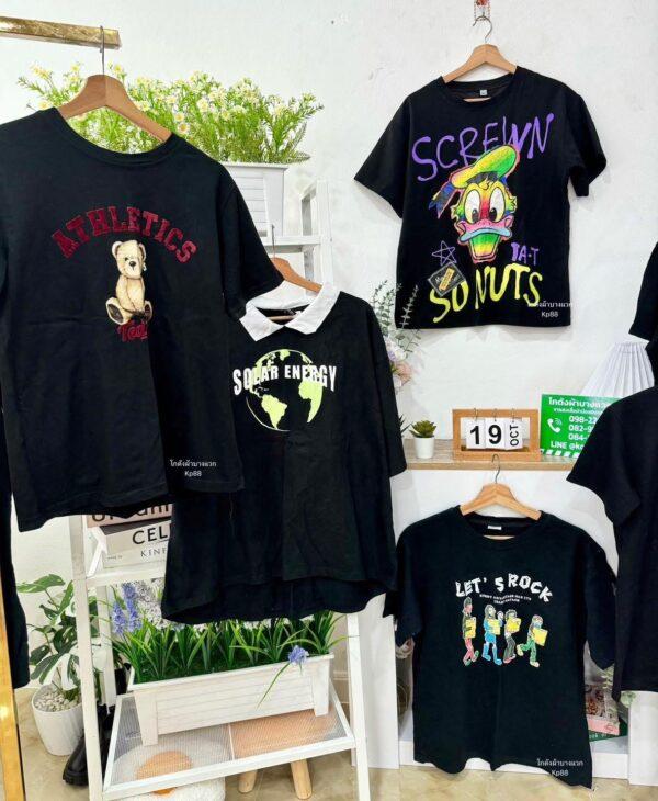 เสื้อยืดดำล้วน CT-K ป้ายแอปเปิ้ล - Image 10